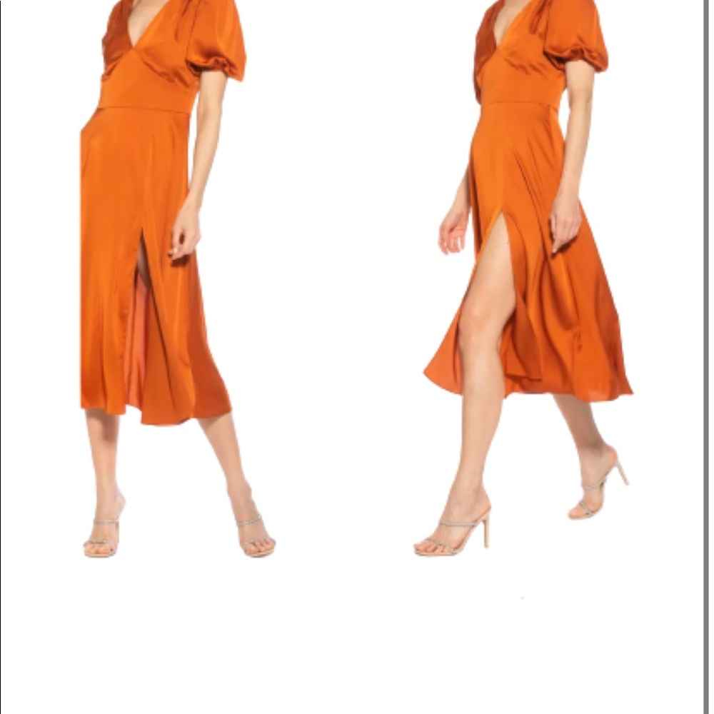 Alexa Admor V-Neck Puff Sleeve MIDI Summer Dress